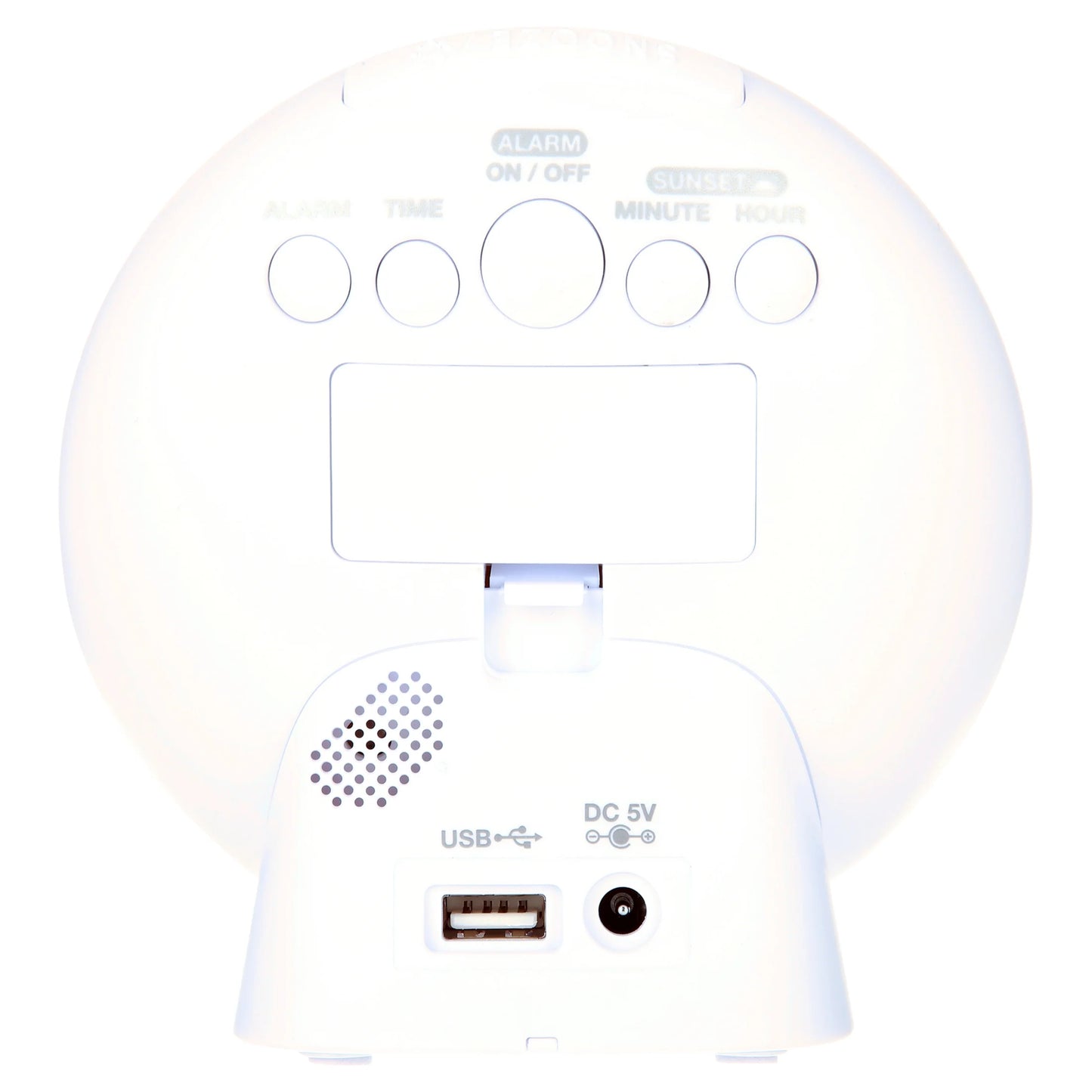 5" White Electric Sunrise Simulator Alarm Clock with Digital LED Display and Dimmable Nightlight