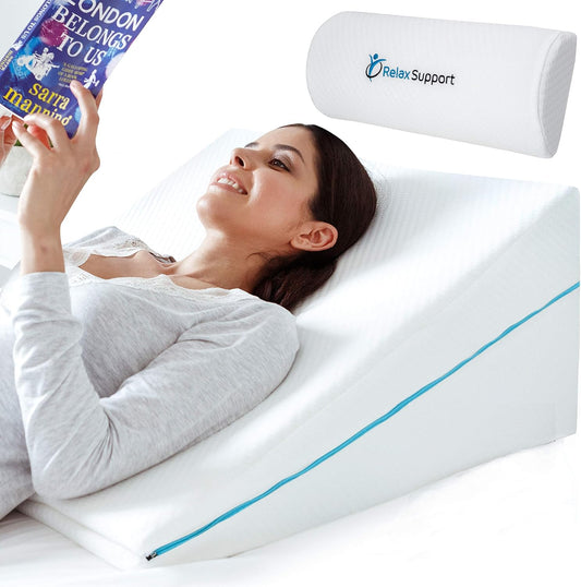 Bed Wedge Pillow for Sleeping- Whole Memory Foam 3-In-1 Technology Elevation Adjustable Wedge Pillow for Sleeping Reflux Reading Snoring – Pregnancy Triangle Pillow Support Body Back Neck Legs…