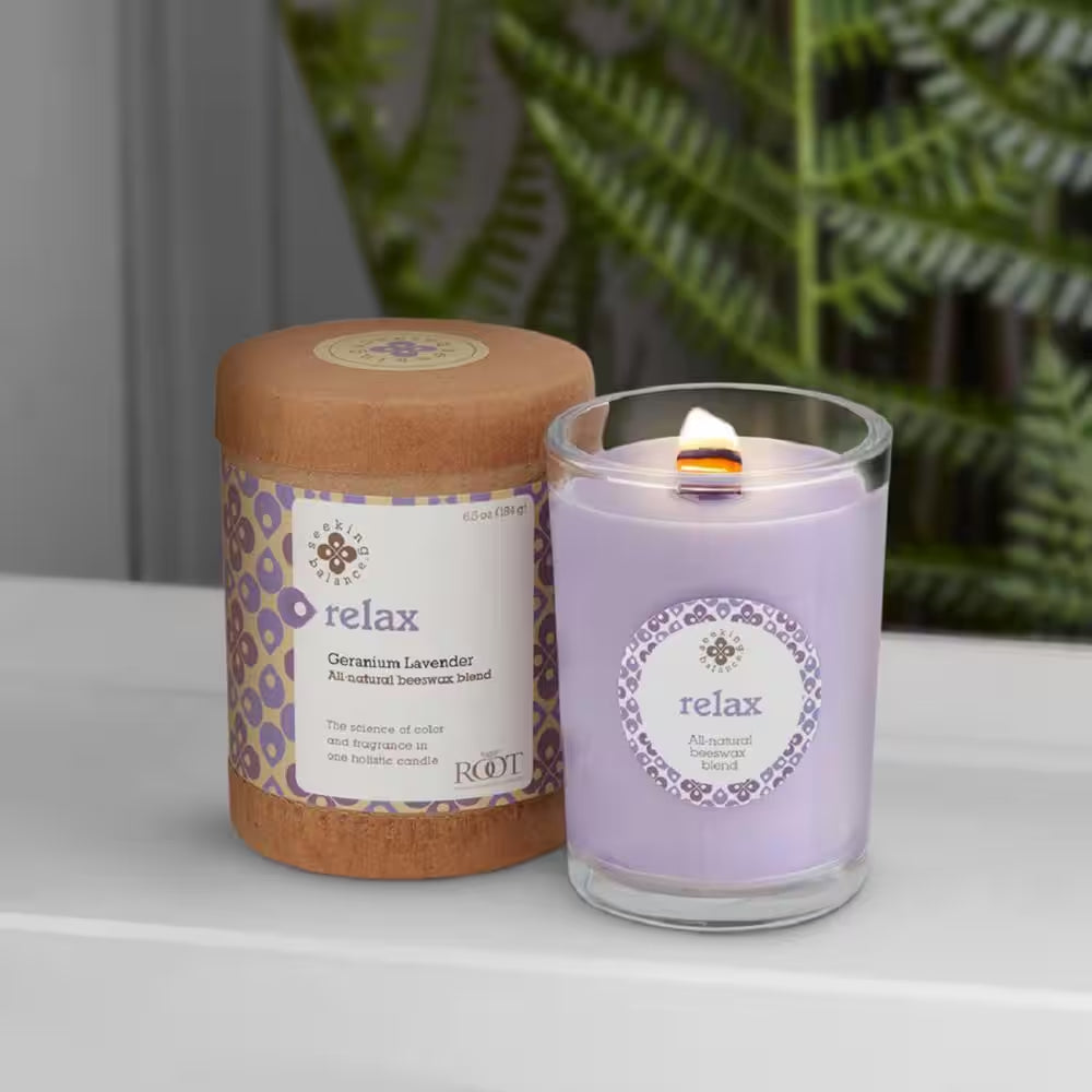 Seeking Balance Relax Geranium Lavender Scented Spa Candle