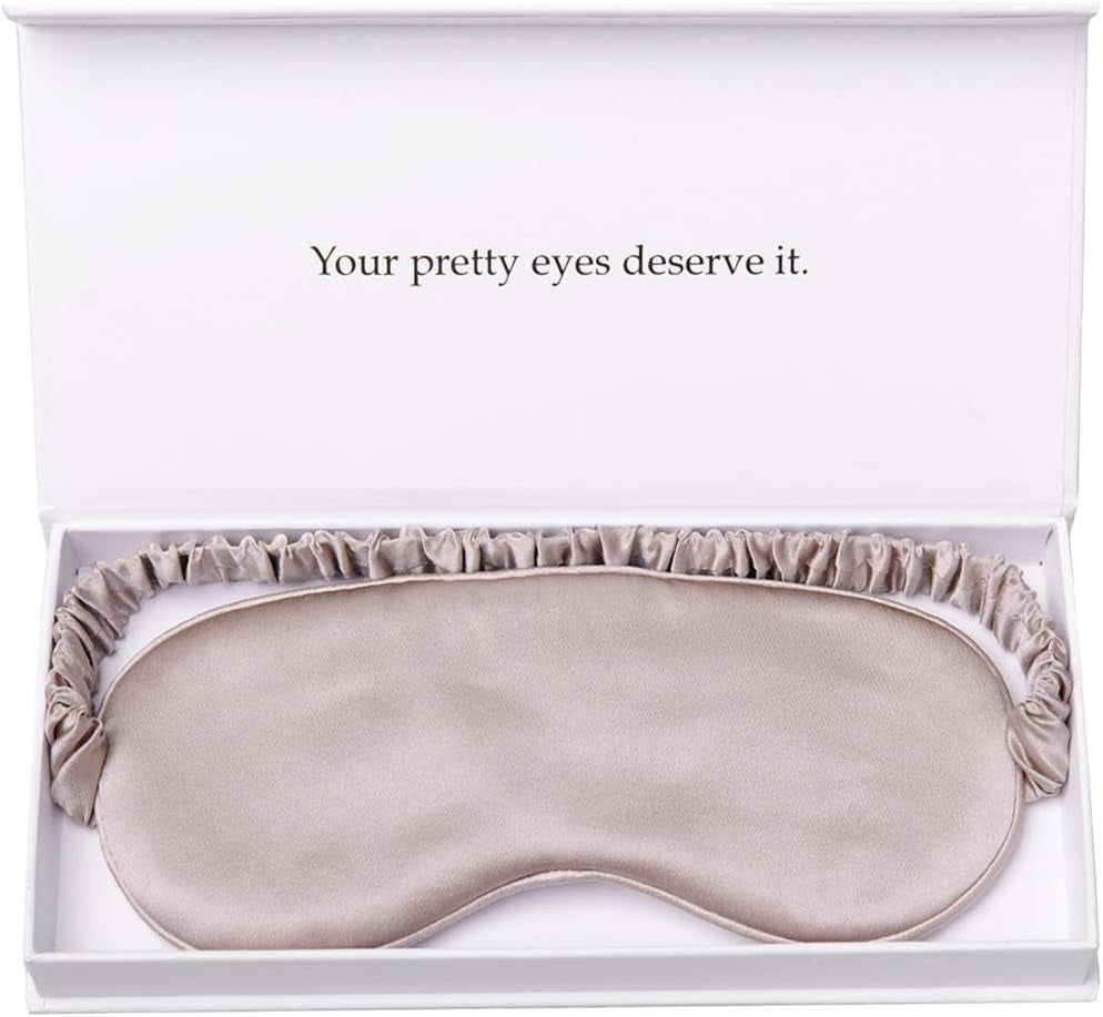 Silk Sleep Mask Light Blocking Luxury 100% Mulberry 19Mm Silk Eye Mask Eye Cover Blindfold Ultra Soft Light & Comfy anti Aging Skin Care with Travel Bag Gift Package