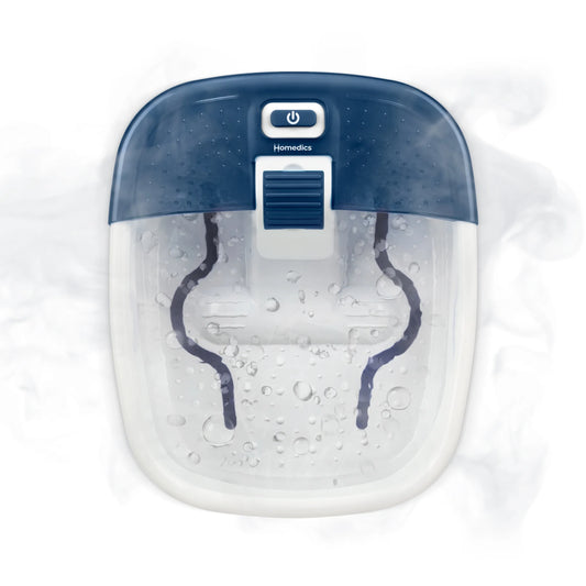 Bubble Bliss Deluxe Foot-Spa with Heat, Massaging Bubbles, Acupressure Attachments, Bubbling Foot Spa Bath, - Navy Blue