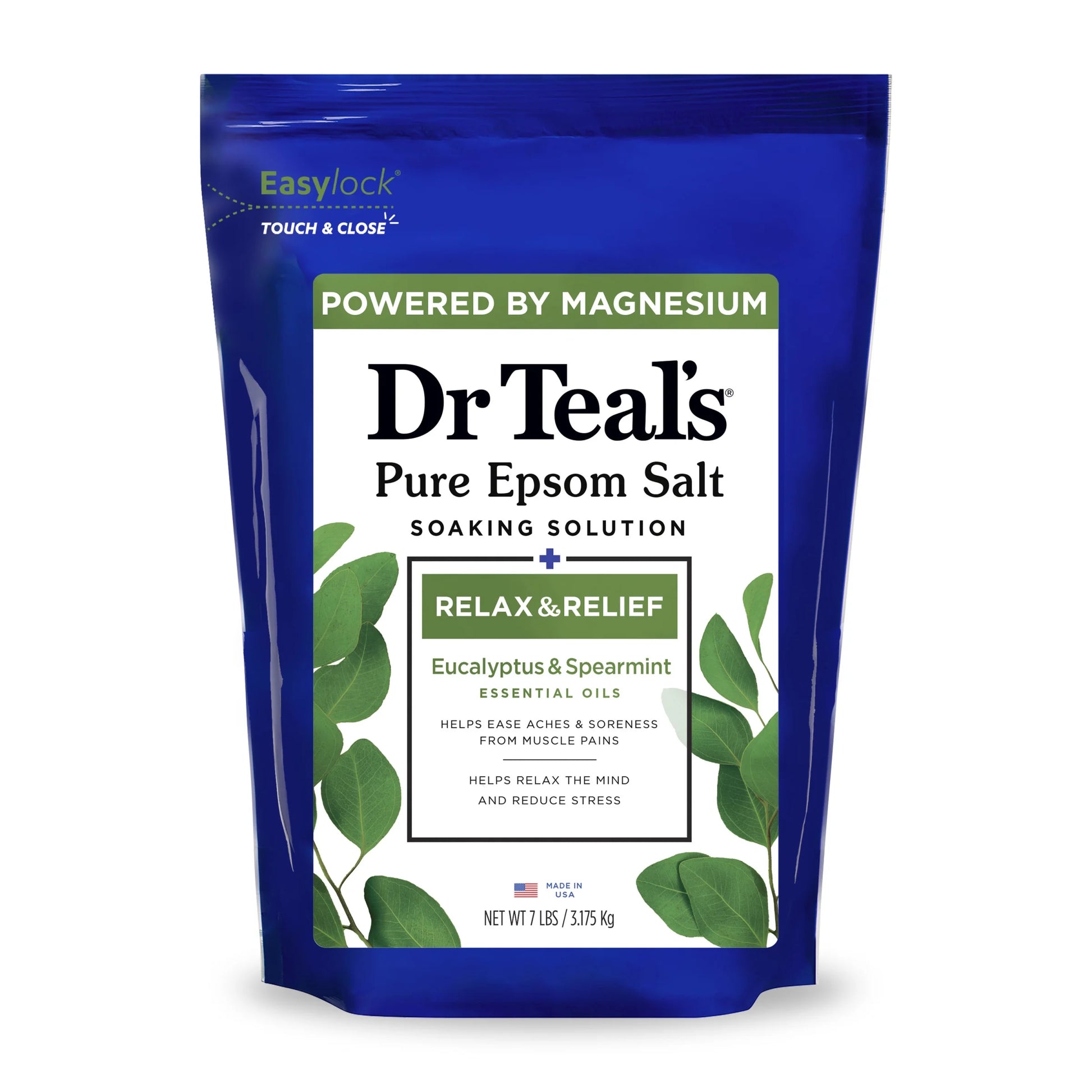 Epsom Salt Magnesium Soak, Relax & Relief with Eucalyptus & Spearmint, 7 Lbs