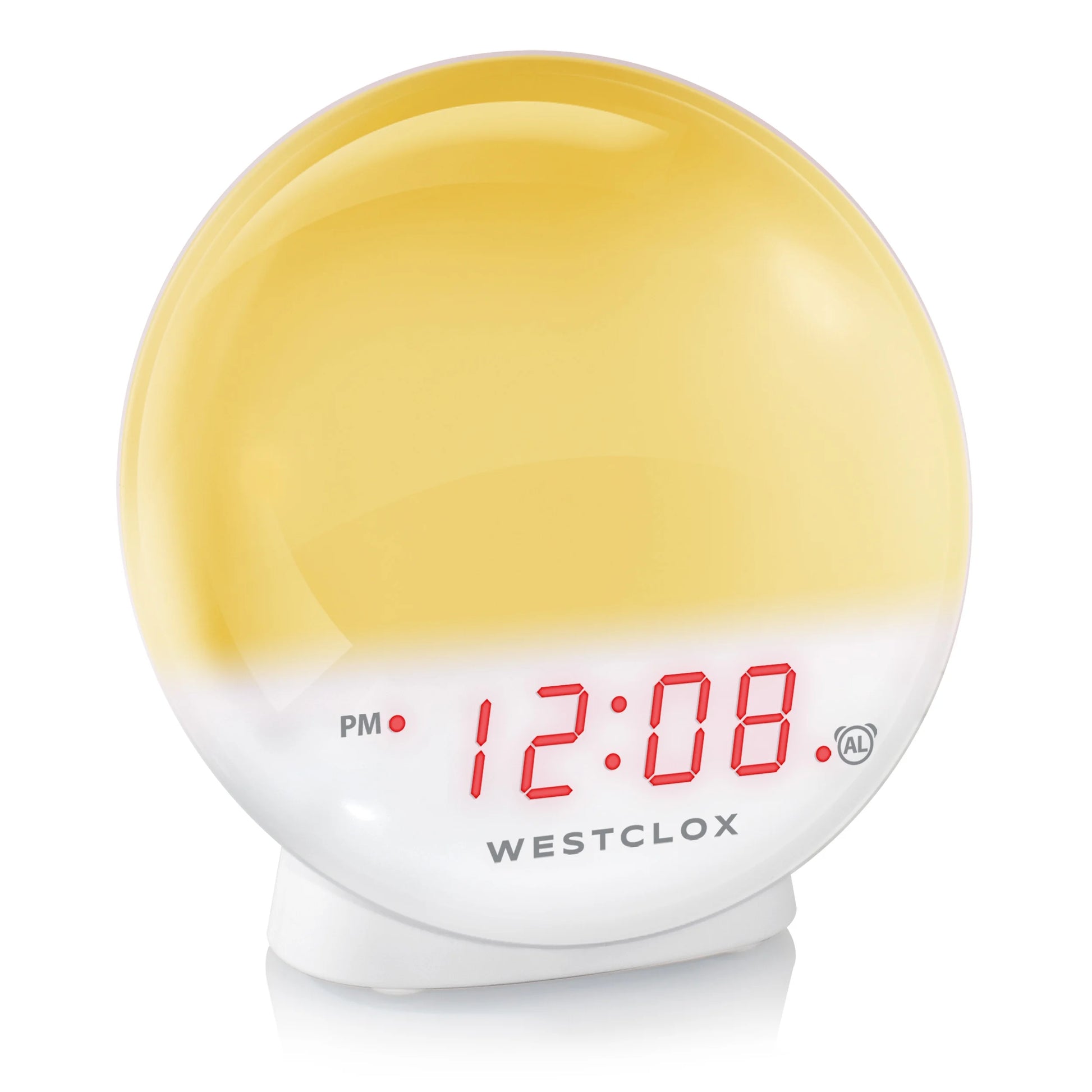 5" White Electric Sunrise Simulator Alarm Clock with Digital LED Display and Dimmable Nightlight