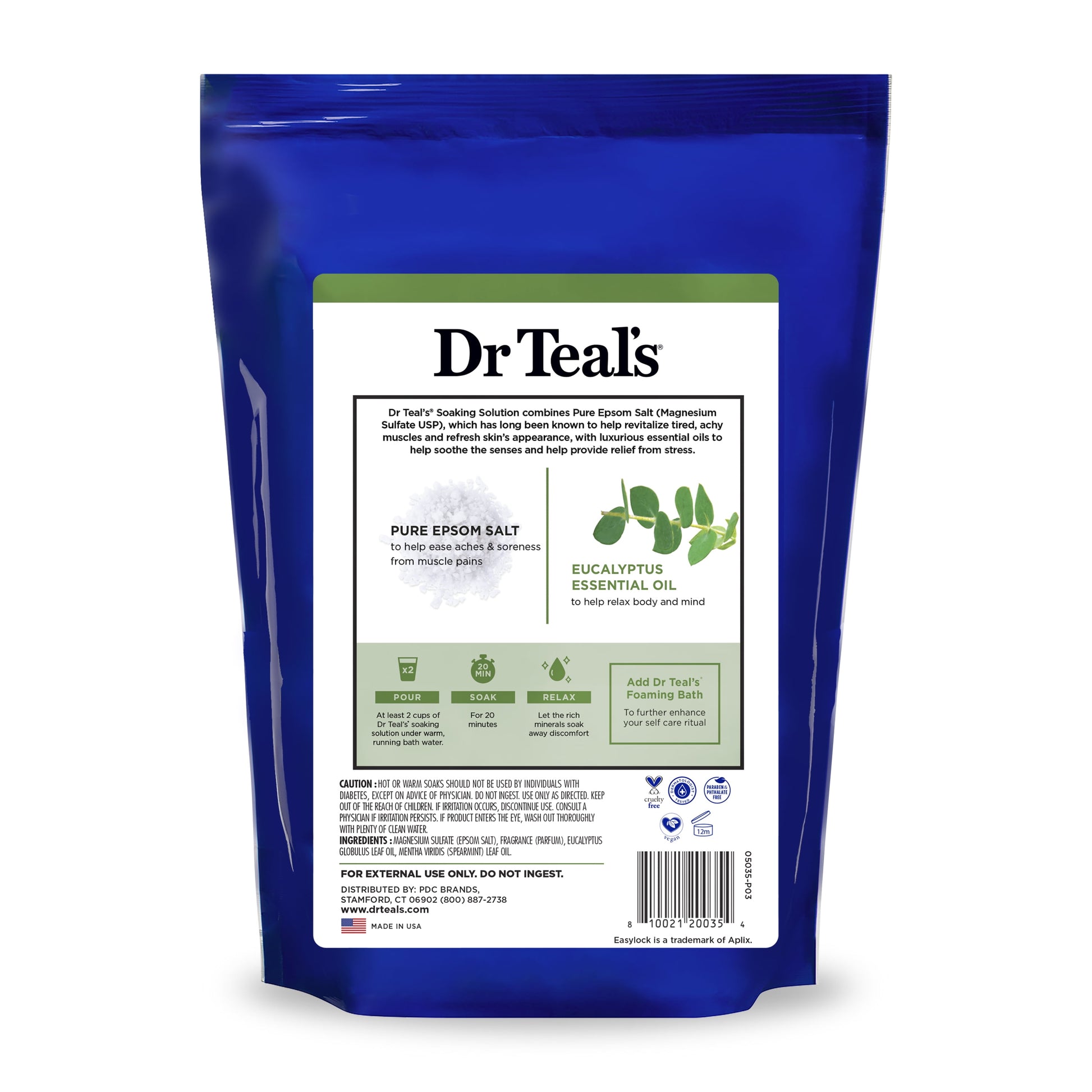Epsom Salt Magnesium Soak, Relax & Relief with Eucalyptus & Spearmint, 7 Lbs